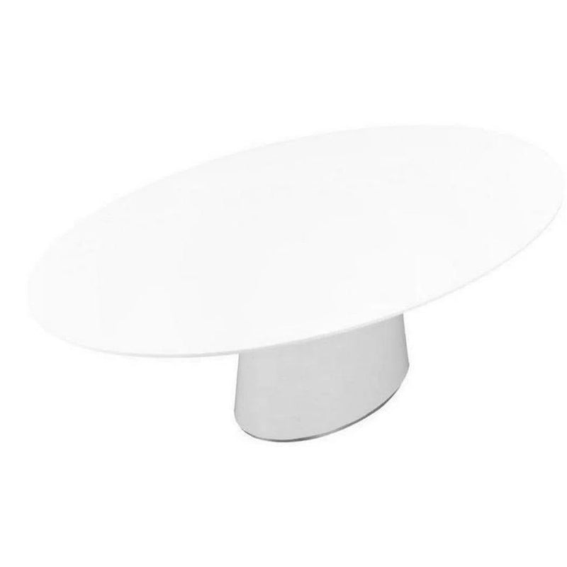 71" Contemporary High Gloss White Oval Dining Table for 6 People Dining Tables LOOMLAN By Moe's Home