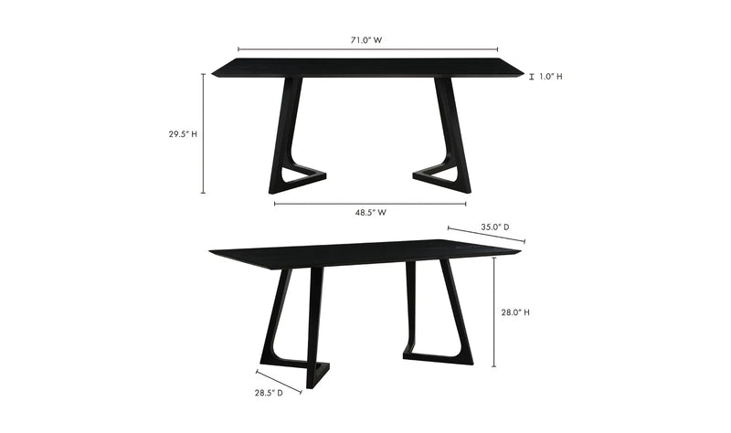 71 Inch Dining Table Rectangular Black Mid-Century-Dining Tables-Moe's Home-LOOMLAN