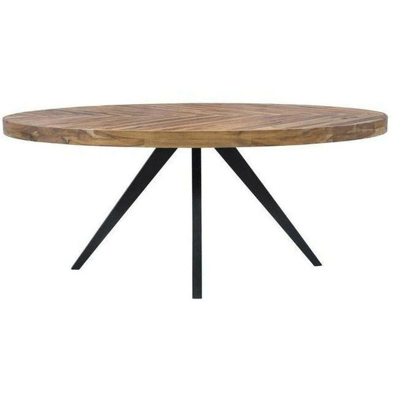 72" Parquet Pattern Oval Wood Top Dining Table for 6 or 8 Dining Tables LOOMLAN By Moe's Home