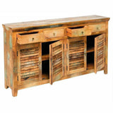 72" Reclaimed Wood Shutter 4 Drawers Sideboard Cabinet Sideboards LOOMLAN By LOOMLAN