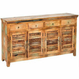 72" Reclaimed Wood Shutter 4 Drawers Sideboard Cabinet Sideboards LOOMLAN By LOOMLAN