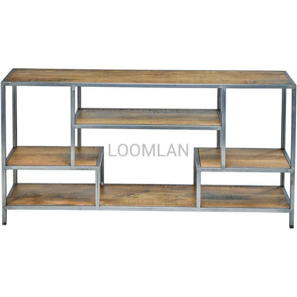 72" Tall Narrow Rustic Free Standing Staggered Etagere Etageres LOOMLAN By LOOMLAN