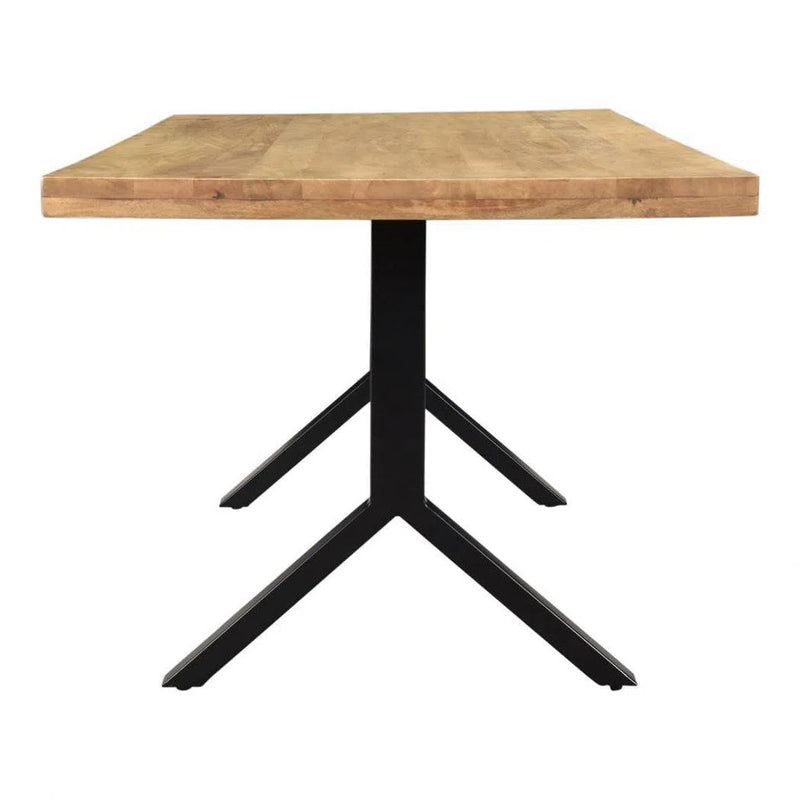 70" Wood Top And Black Iron Legs Trix Dining Table Honey Oak Dining Tables LOOMLAN By Moe's Home