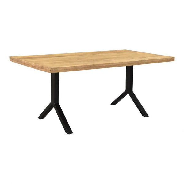 70" Wood Top And Black Iron Legs Trix Dining Table Honey Oak Dining Tables LOOMLAN By Moe's Home