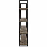 73" 4-Tiered Shelf Unit in Rustic Oak Finish with Iron Frame Etageres LOOMLAN By Diamond Sofa