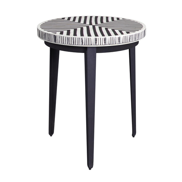 Ewing Resin and Iron Black Round End Table
