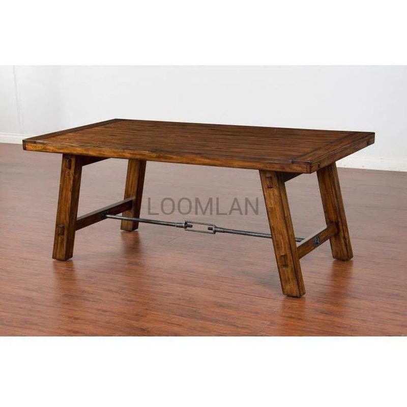 74" Rustic Solid Wood Rectangle Dining Table for 6 or 8 Dining Tables LOOMLAN By Sunny D