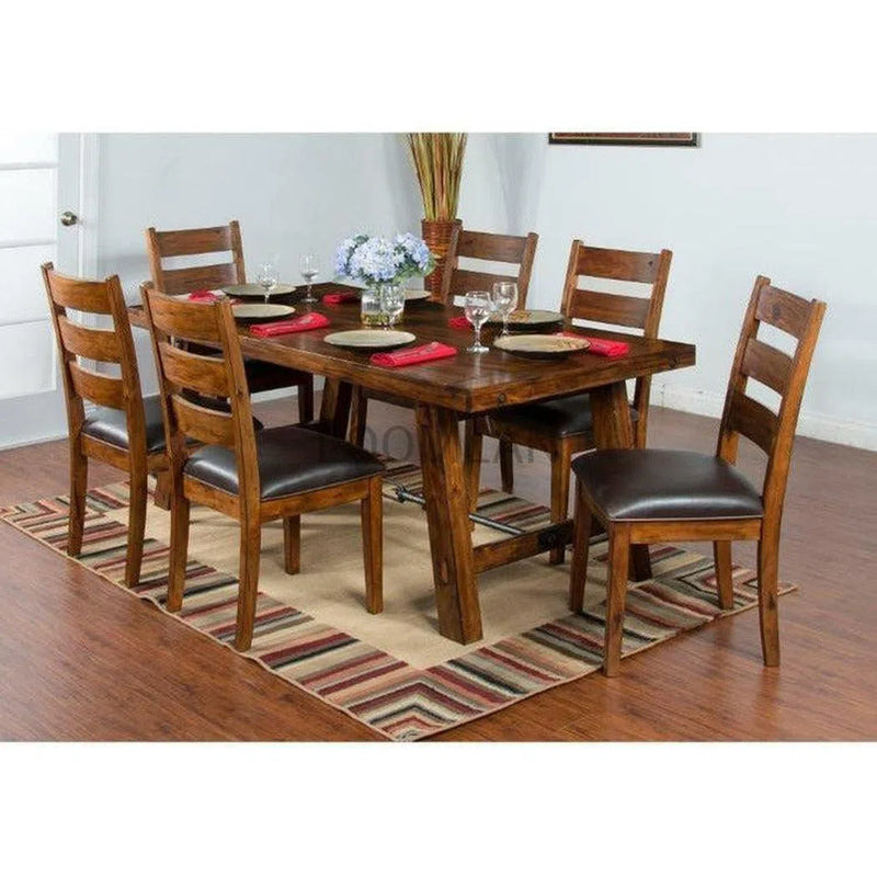 74" Rustic Solid Wood Rectangle Dining Table for 6 or 8 Dining Tables LOOMLAN By Sunny D