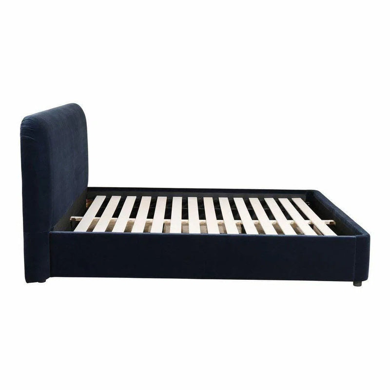 75 Inch Queen Bed Blue Velvet Blue Contemporary Beds LOOMLAN By Moe's Home
