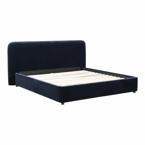 75 Inch Queen Bed Blue Velvet Blue Contemporary Beds LOOMLAN By Moe's Home