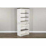 76" Tall Home Office White and Black Bookcase Display Storage Bookcases LOOMLAN By Sunny D