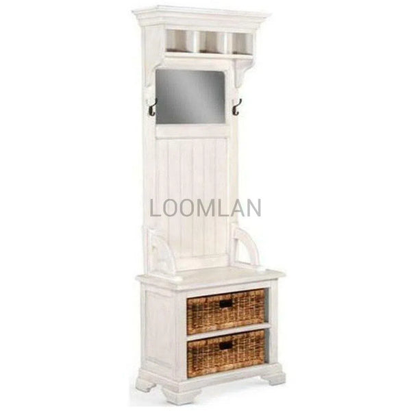 77" Narrow Entryway Bench Hall Tree With Mirror Basket Storage Hall Trees & Lockers LOOMLAN By Sunny D