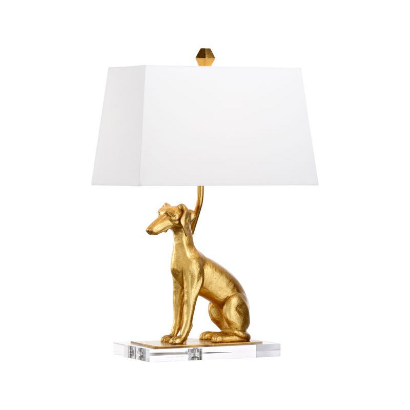 Flossie Left And Right Gold Dog Sculpture Table Lamp