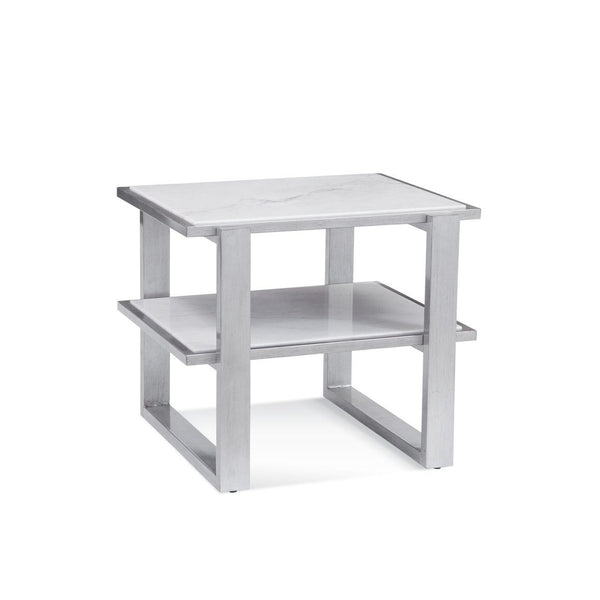 Hessle Wood and Marble Silver Rectangular End Table