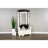 78" Hall Tree With Mirror Bench Storage