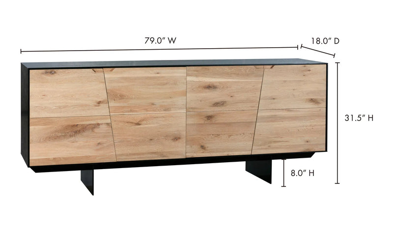 79 Inch Sideboard Natural Contemporary-Sideboards-Moe's Home-LOOMLAN