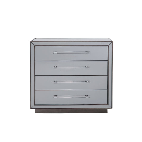 Trevor Wood and Glass Grey 4 Drawer Hall Chest
