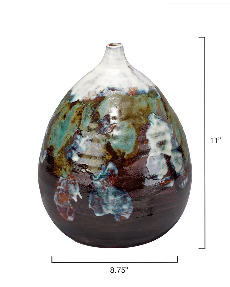 Collage Coastal Multicolor Ceramic Decorative Vase - Medium