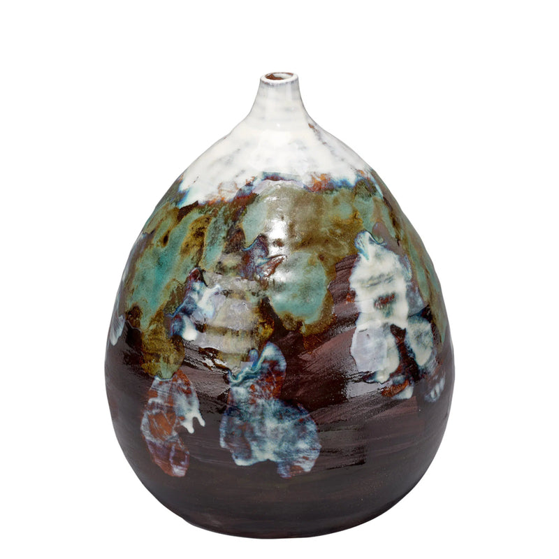 Collage Coastal Multicolor Ceramic Decorative Vase - Medium