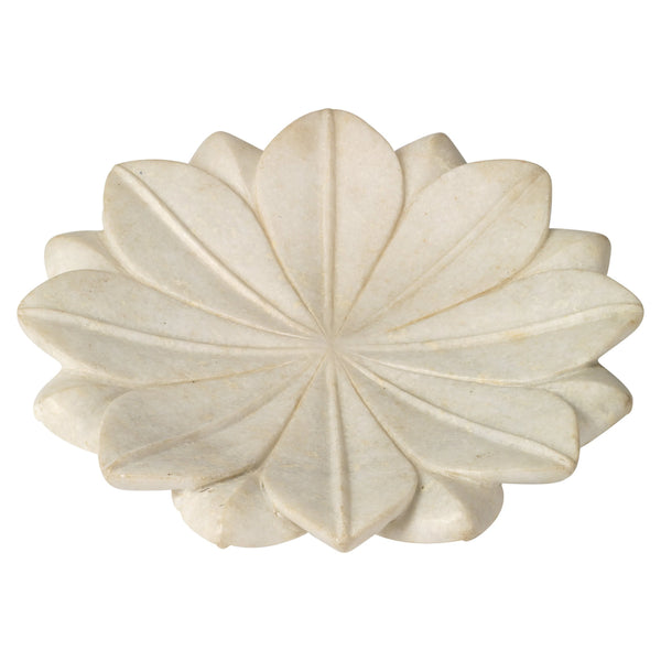 Coastal Style White Marble Lotus Plate