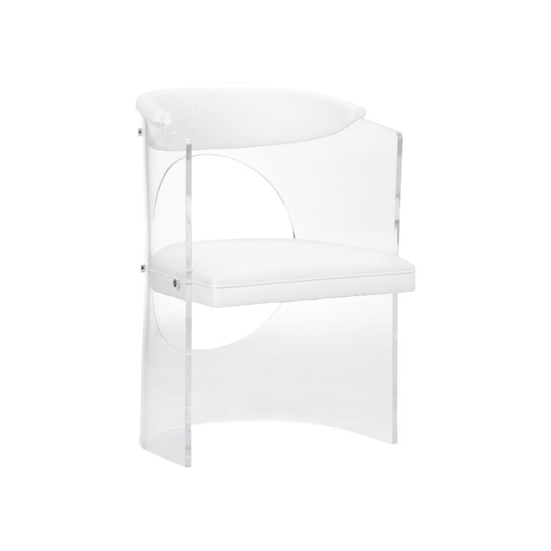 Baran Barrel Clear Acyrlic Frame Back Chair-Club Chairs-Wildwood-White-LOOMLAN