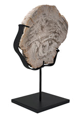 8" Wood Fossil with Stand Sculpture-Statues & Sculptures-Noir-LOOMLAN