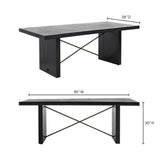 80" Black Rectangular Dining Table Solid Wood and Iron Dining Tables LOOMLAN By Moe's Home