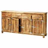80" Icebox Lock Rustic Reclaimed Wood 4 Drawer 4 Door Sideboard Sideboards LOOMLAN By LOOMLAN