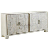 80" Mosaic Whitewashed Sideboard Buffet Hand Carved Door Sideboards LOOMLAN By LOOMLAN