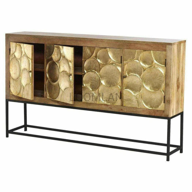 80" Gold Circled Server on Iron Stand Paris - LOOMLAN - LOOMLAN - Sideboards