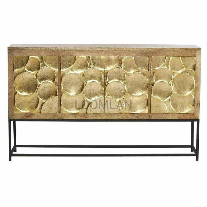 80" Gold Circled Server on Iron Stand Paris - LOOMLAN - LOOMLAN - Sideboards