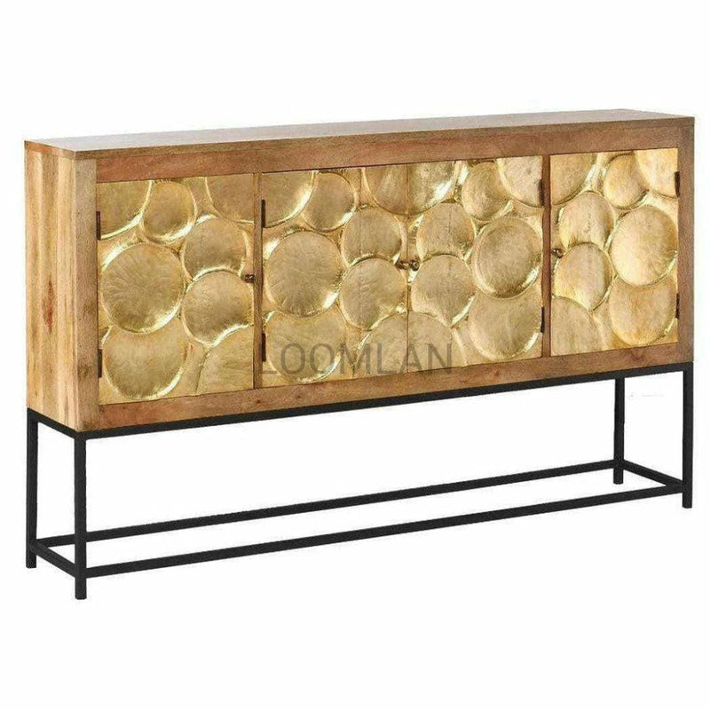 80" Gold Circled Server on Iron Stand Paris - LOOMLAN - LOOMLAN - Sideboards