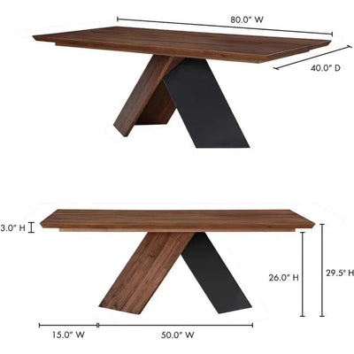 80 Inch Dining Table Brown Contemporary - LOOMLAN - Moe's Home - Dining Tables