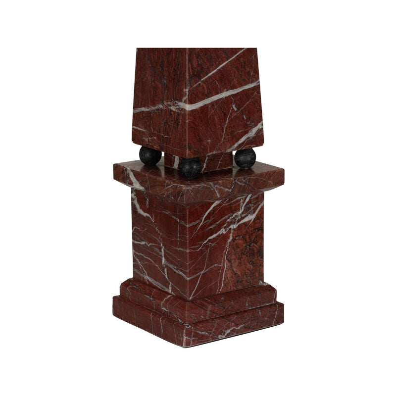 Currant Red Marble Obelisk Sculpture