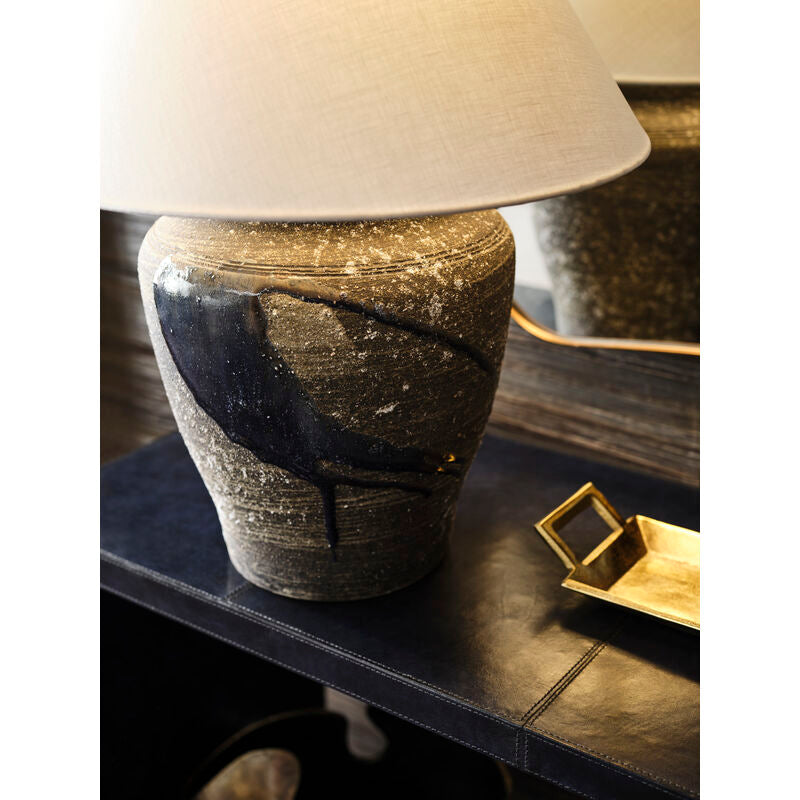 Riku Modern Japanese Artistry Indigo Glaze Table Lamp