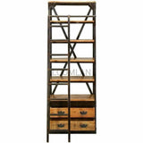 80x32" Industrial Mobile Library Bookcase with Ladder Bookcases LOOMLAN By LOOMLAN