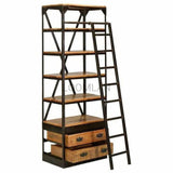80x32" Industrial Mobile Library Bookcase with Ladder Bookcases LOOMLAN By LOOMLAN