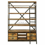 80x63" Industrial Library Bookcase with Ladder