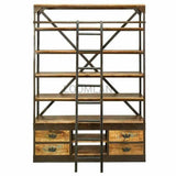 80x63" Industrial Library Bookcase with Ladder