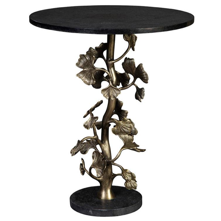 Ginkgo Granite Topped Round End Table