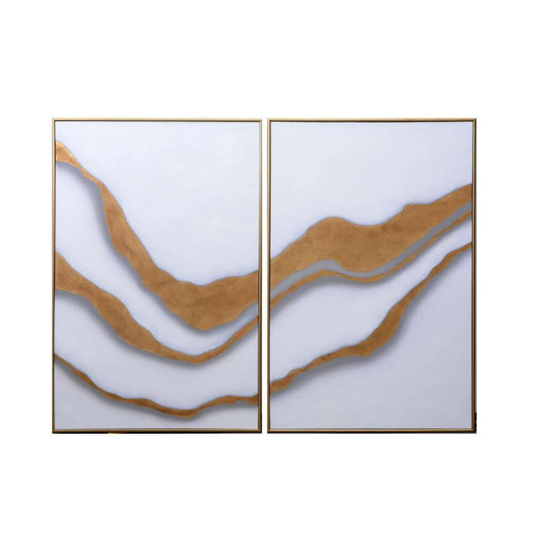 Gold Abyss Set Of 2 Hand Painted Wall Art 40x60