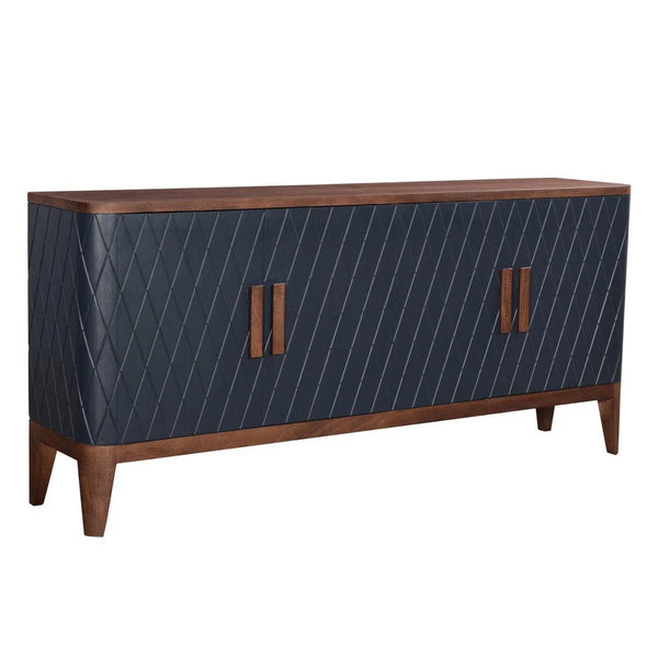 82" Two Tone Brown and Navy Sideboard Carved Doors Solid Wood Sideboards LOOMLAN By LHIMPORTS