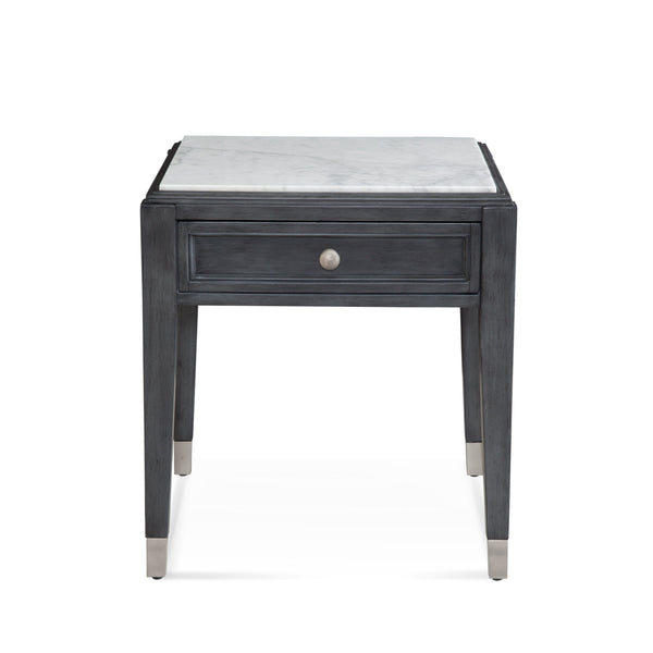 North Bend Wood and Marble Black Square End Table