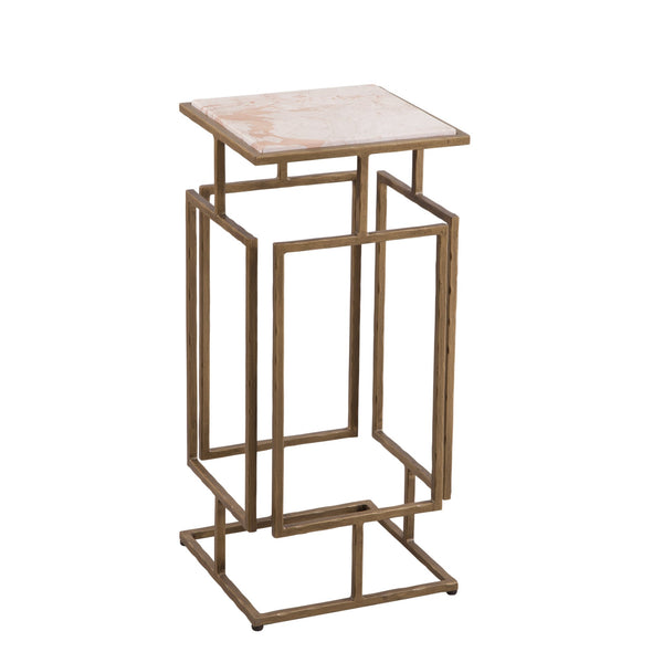 Audrey Iron and Marble Brown Square Accent Table