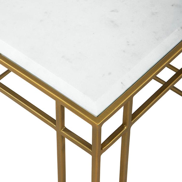 Gold Cubes Marble Topped Square Side Table