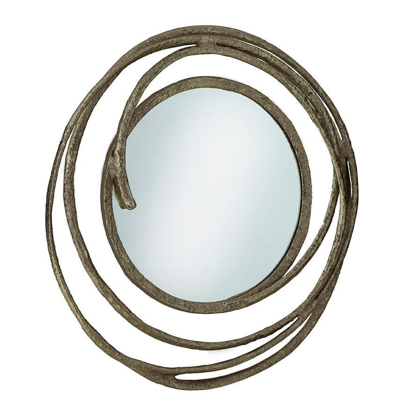 Gold Circles Aluminum Framed Round Wall Mirror