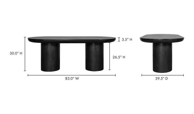 83 Inch Outdoor Dining Table Black Concrete Contemporary