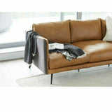 83" Messina Tan Leather Two Tone Modern Sofa Removable Cushions Sofas & Loveseats LOOMLAN By Moe's Home