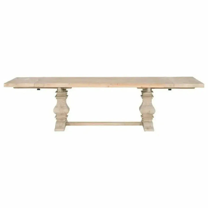 84-120" Pine Reclaimed Wood Extendable Dining Table-Dining Tables-Essentials For Living-LOOMLAN