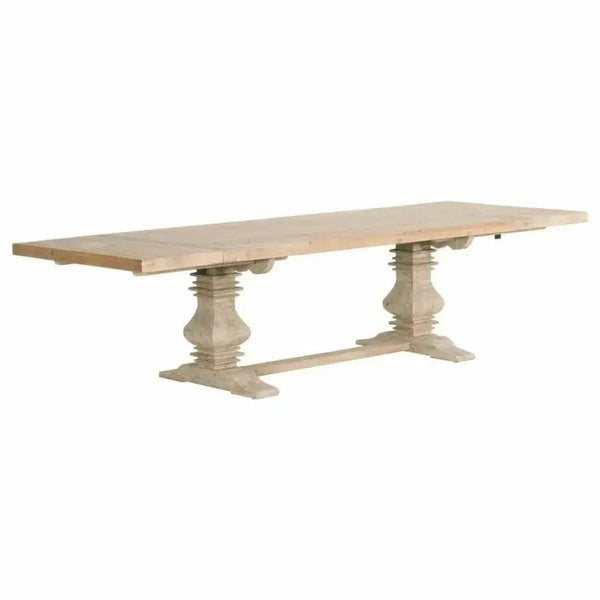 84-120" Pine Reclaimed Wood Extendable Dining Table-Dining Tables-Essentials For Living-LOOMLAN